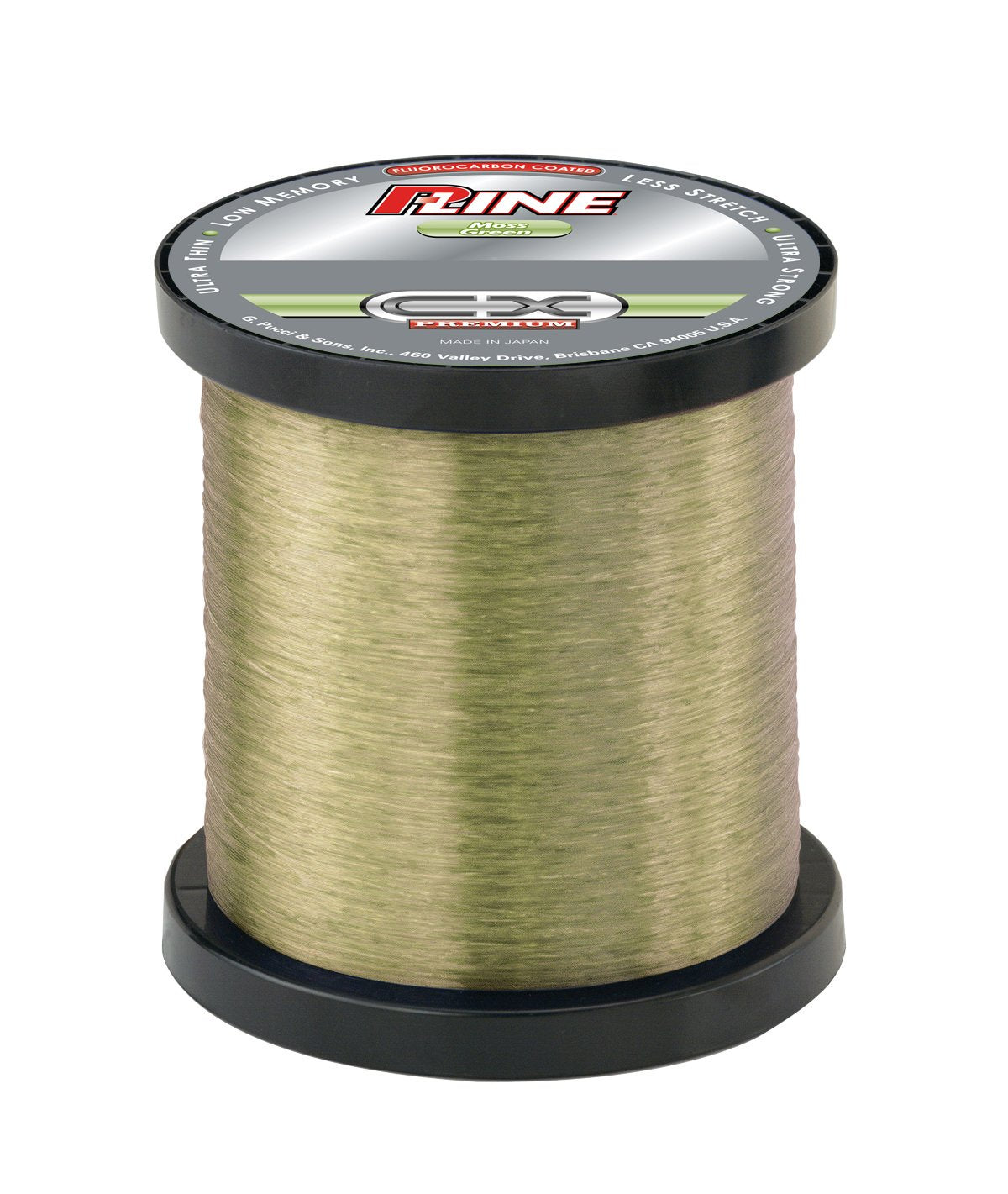 P-Line CX Premium fluorocarbon coated line spool illustrating ultra-thin profile and low stretch for sensitive bites.