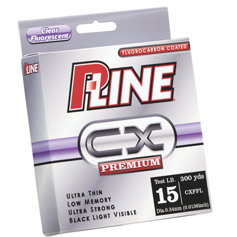 P-Line CX Premium fluorocarbon coated line on spool for long casts and sensitive strikes.