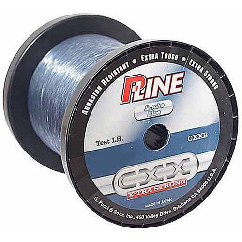 P-Line CXX-Xtra Strong spool closeup in Smoke Blue, color optimized for saltwater use