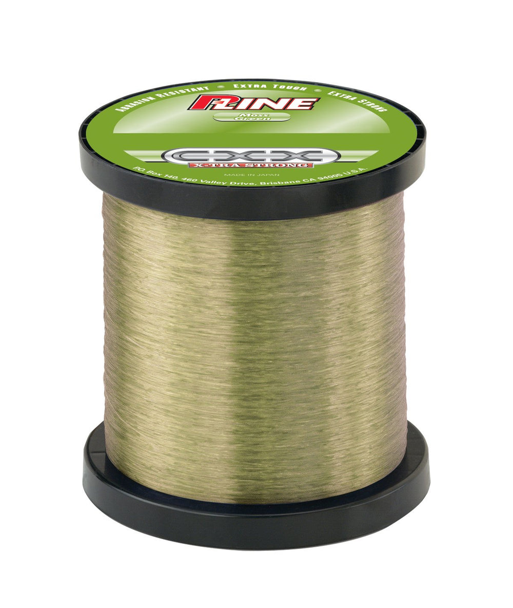 P-Line CXX-Xtra Strong bulk spool in moss green ideal for heavy cover fishing and big-game species