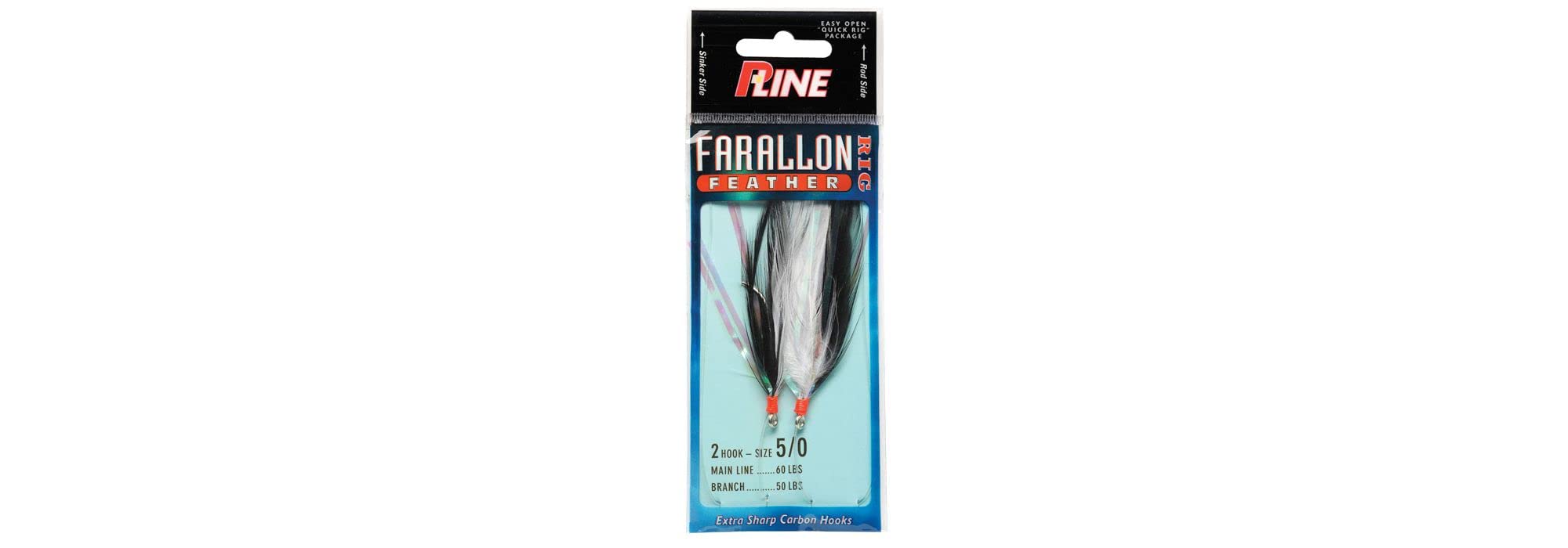 P-Line Farallon Feather 2 HK 5/0 White/Black for vertical jigging in saltwater.
