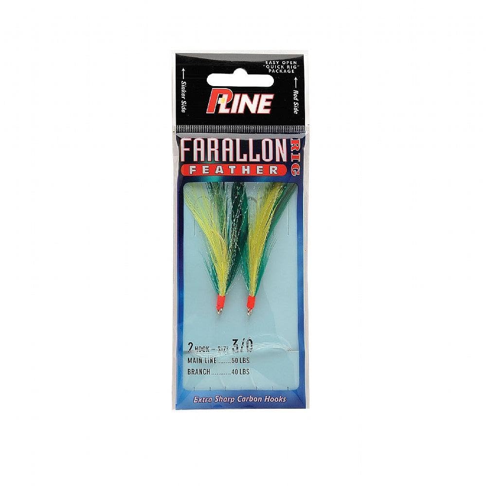 P-Line Farallon Feather 2HK 3/0 blue-white in water ready for depth fishing