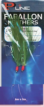 P-Line Farallon Feather Hook 2-pack in white for vertical jigging cod and rockfish