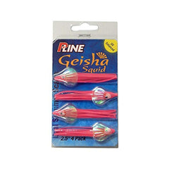 P-Line Geisha Squid 2.5-inch pink lure with UV enhancement for trolling attraction