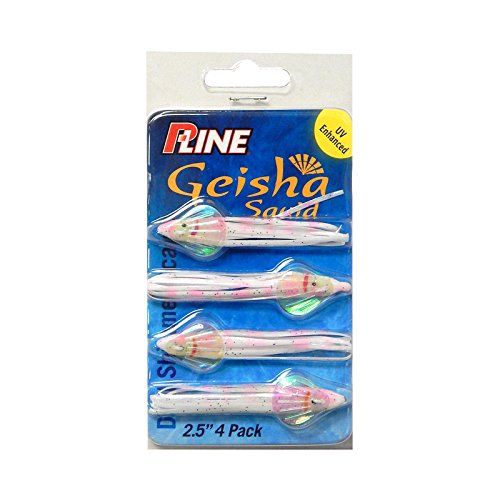 P-Line Geisha Squid 4-Pack features UV-enhanced scales that boost trolling attraction.