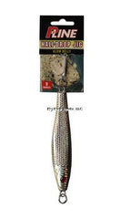 P-Line Hali-Drop Jig chrome-black-glow belly enhances visibility for deep-water jigging.