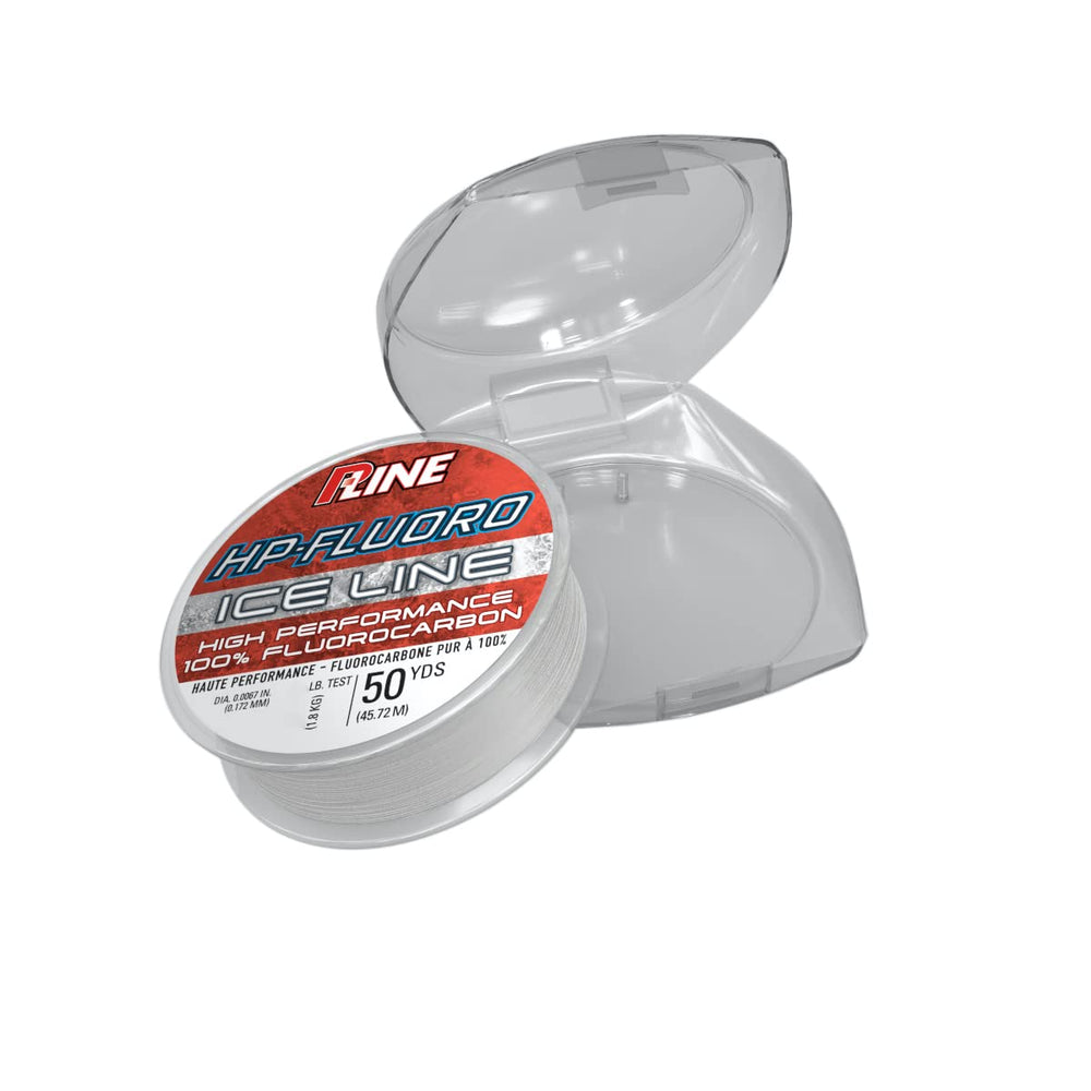 P-Line HP-Fluoro line appears nearly invisible and abrasion-resistant for cold-water ice fishing.