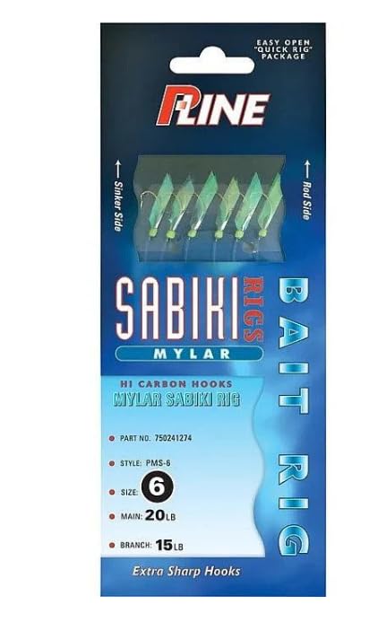 P-Line PMS-8 Mylar Sabiki rig with real fish skin attracts bites for productive fishing