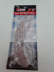 P-Line Twin Tail Squid 7 inch clear white glitter lure for versatile saltwater jigging and trolling.