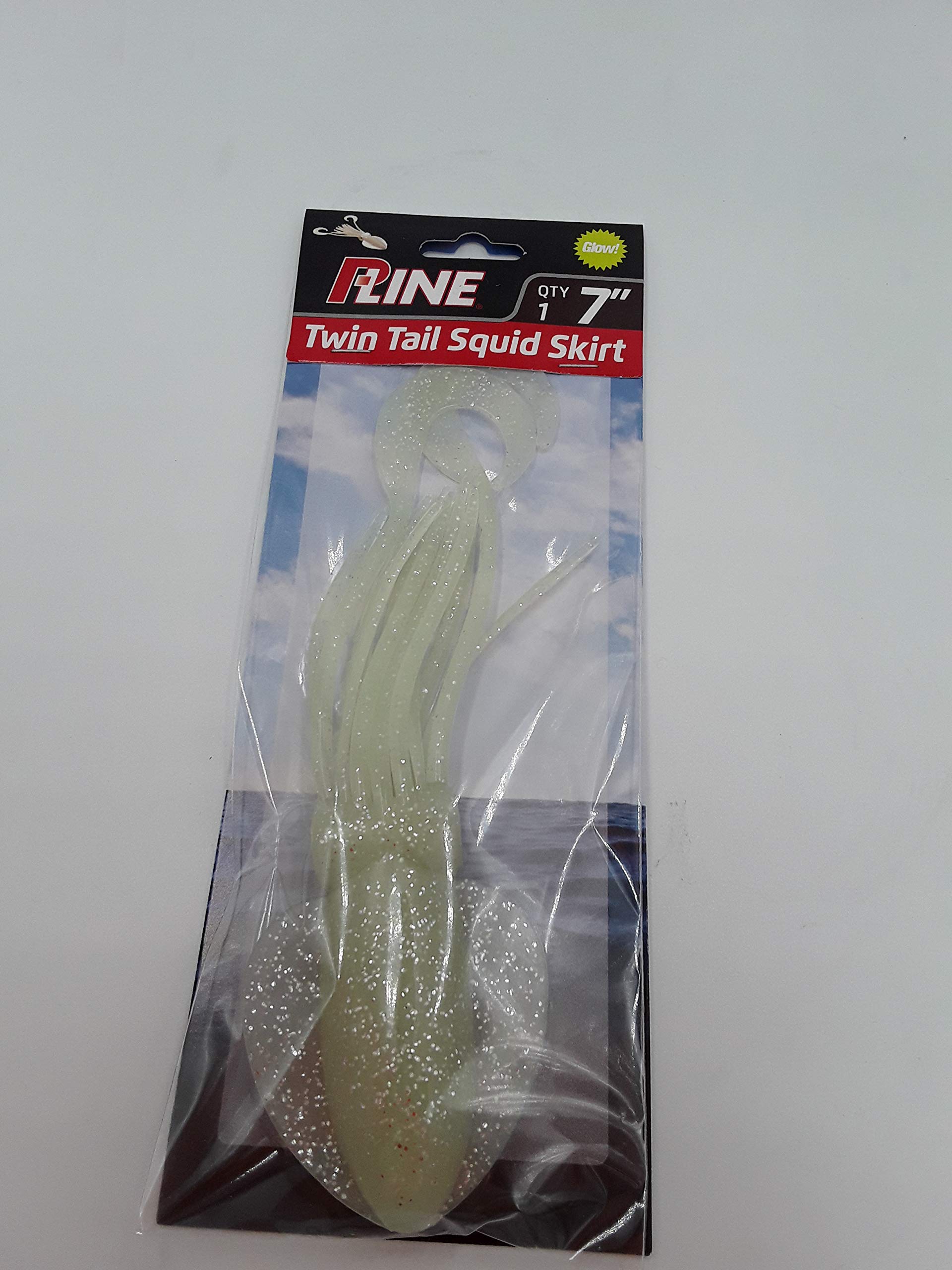 P-Line PTTS70-314 Twin Tail Squid 7 inch in Natural Glow Glitter boosts visibility