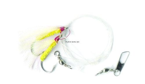 P-Line Pucci SF70-12 red-yellow shrimp fly rig with glow for bottomfish
