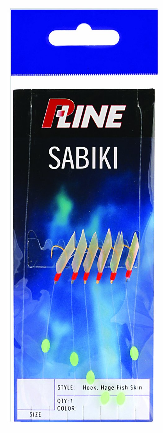 P-Line SAFS10 Sabiki Hage with holographic foil body and red hooks for improved strike attraction