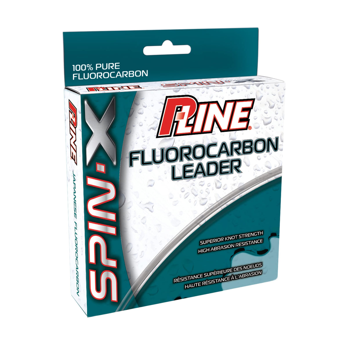 P-Line Spin-X fluorocarbon leader 50 yd spool highlighting clarity and high abrasion resistance for finesse fishing
