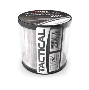 P-Line Tactical fluorocarbon 1000 yd bulk spool, near invisible in water, ideal for stealth fishing.