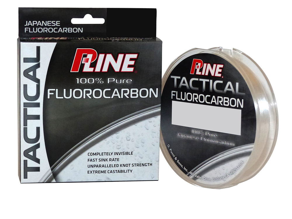 P-Line Tactical fluorocarbon 200 yd spool highlights invisibility underwater and durability