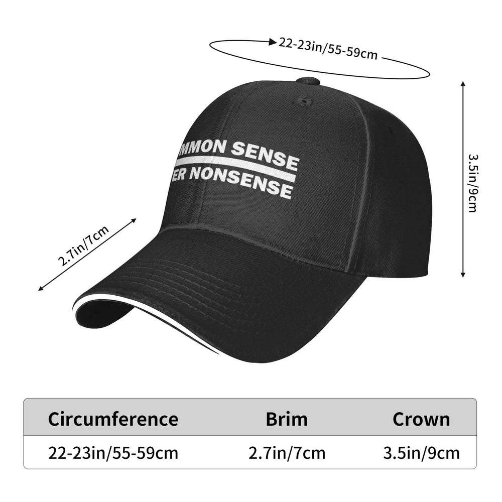 Pabeorsn Common Sense Over Nonsense hat, adjustable strap, ensures a secure daytime fit.