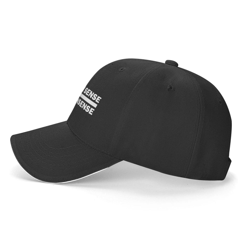 Pabeorsn Common Sense Over Nonsense hat, back view, easy strapback for personalized sizing.