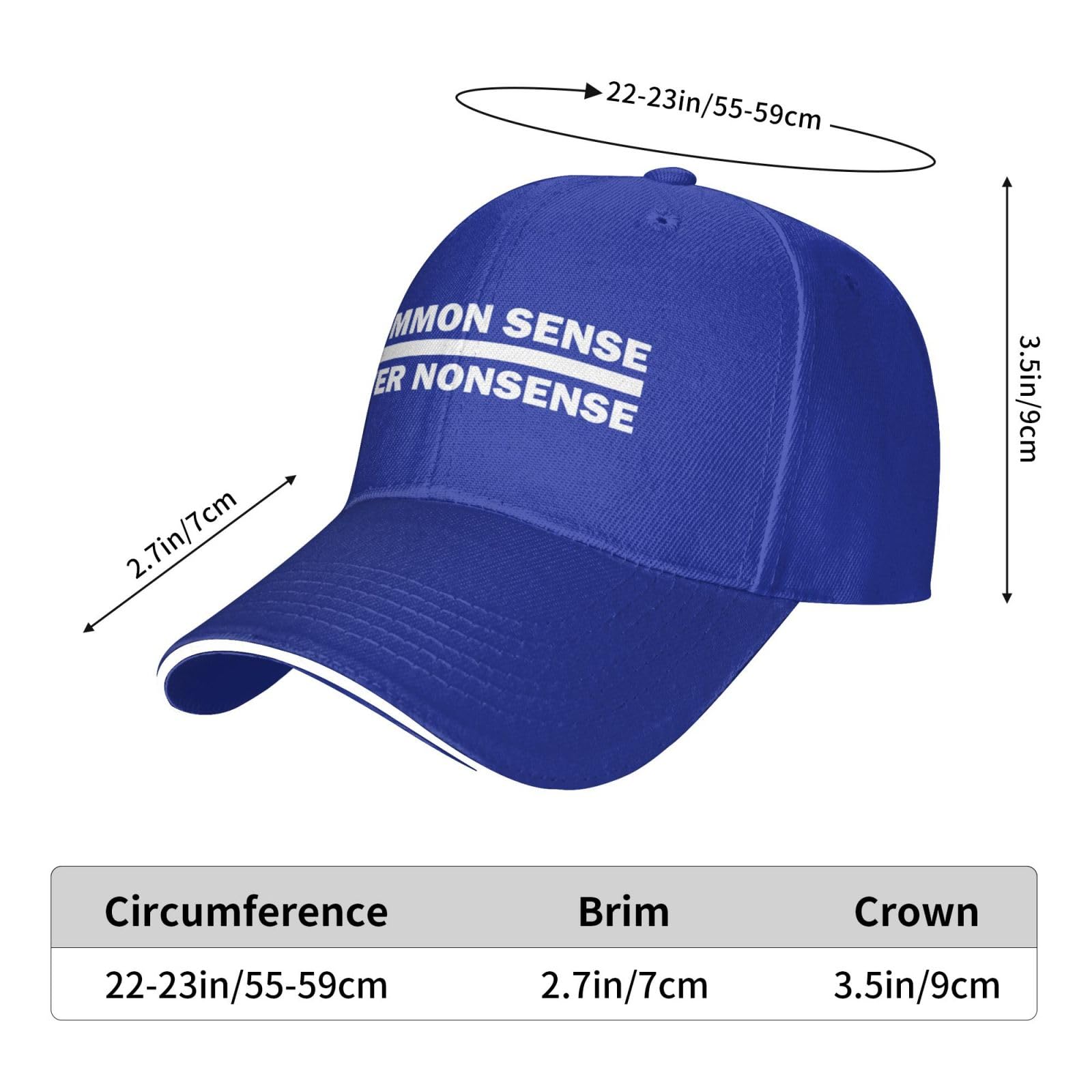 Pabeorsn Common Sense Over Nonsense Hat blue model-friendly casual style.