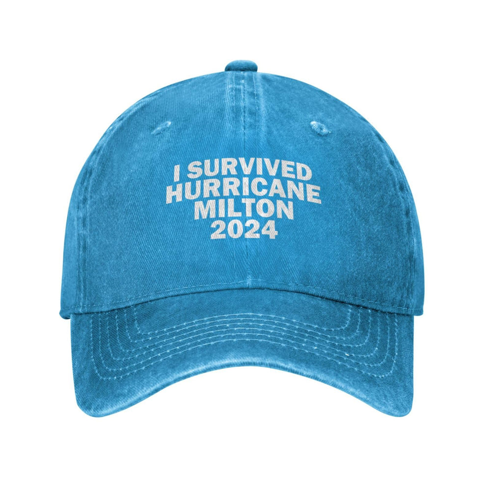 Pabeorsn I Survived Hurricane Milton 2024 hat front view, comfortable daily wear.