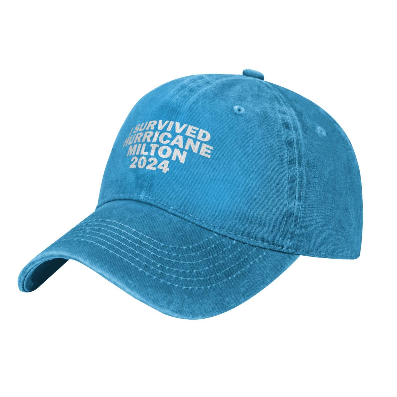 Pabeorsn I Survived Hurricane Milton 2024 hat side strapback, adjustable fit.