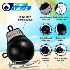 PacificReef downrigger weight 10lb vinyl-coated sinker boosts depth reach.