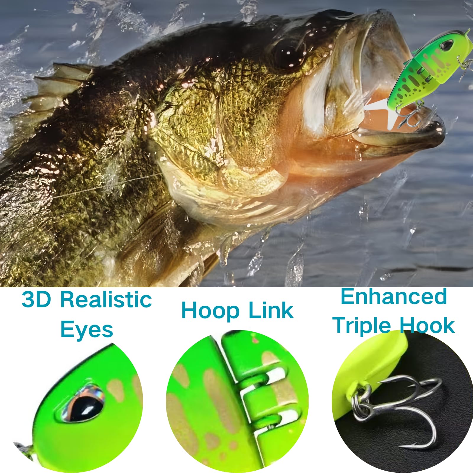 Close-up of multi-jointed glide bait body