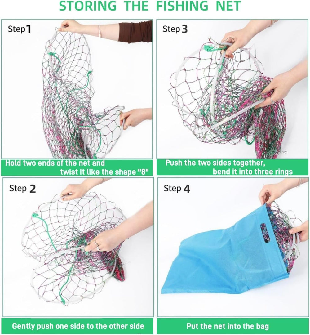 Drop net with rope and storage bag included in package