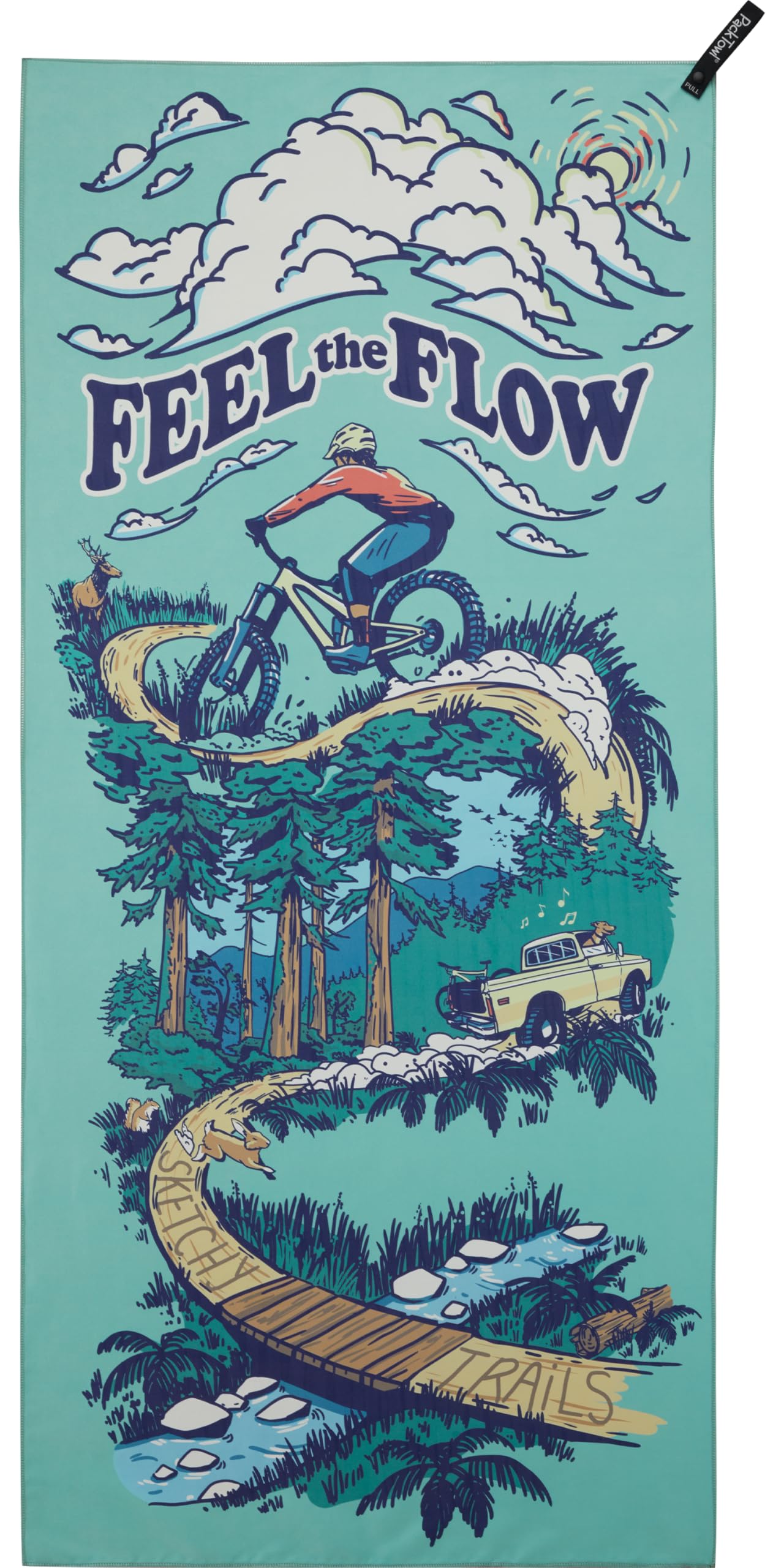 PackTowl Personal Flow Print closeup highlights soft microfiber and vibrant design for travel.