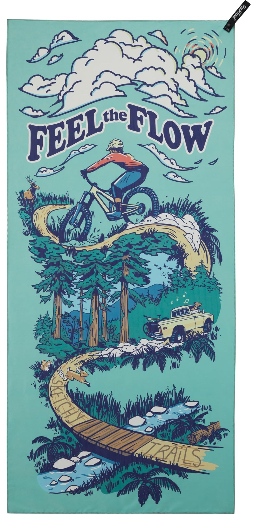 PackTowl Personal Flow Print closeup highlights soft microfiber and vibrant design for travel.