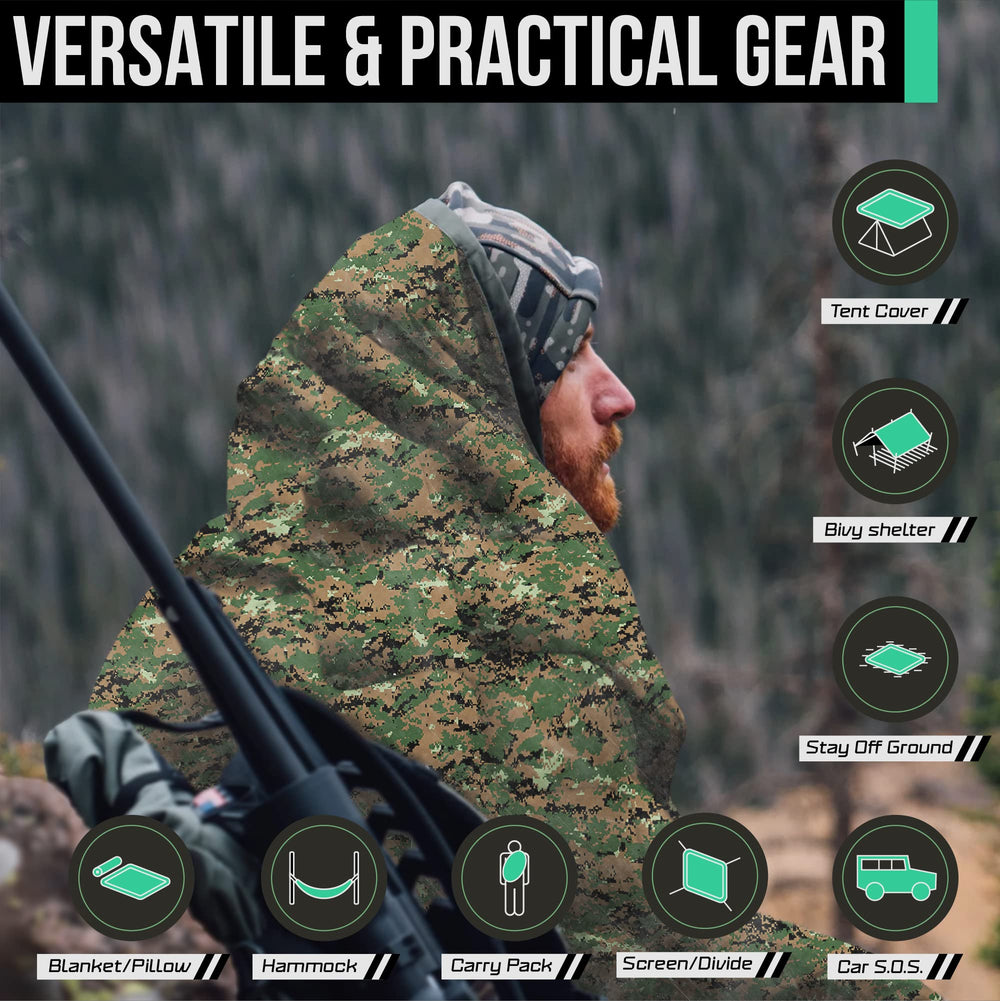 PacMül Woobie Poncho Liner wave-quilt insulation minimizes dampness and boosts warmth.