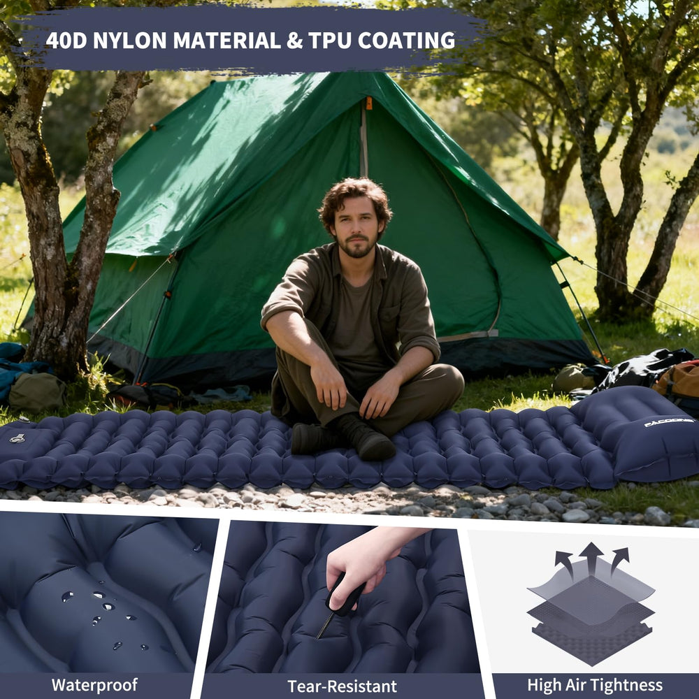 PACOONE built-in foot pump inflates quickly for fast campsite setup
