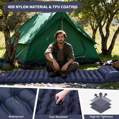 PACOONE built-in foot pump inflates quickly for fast campsite setup