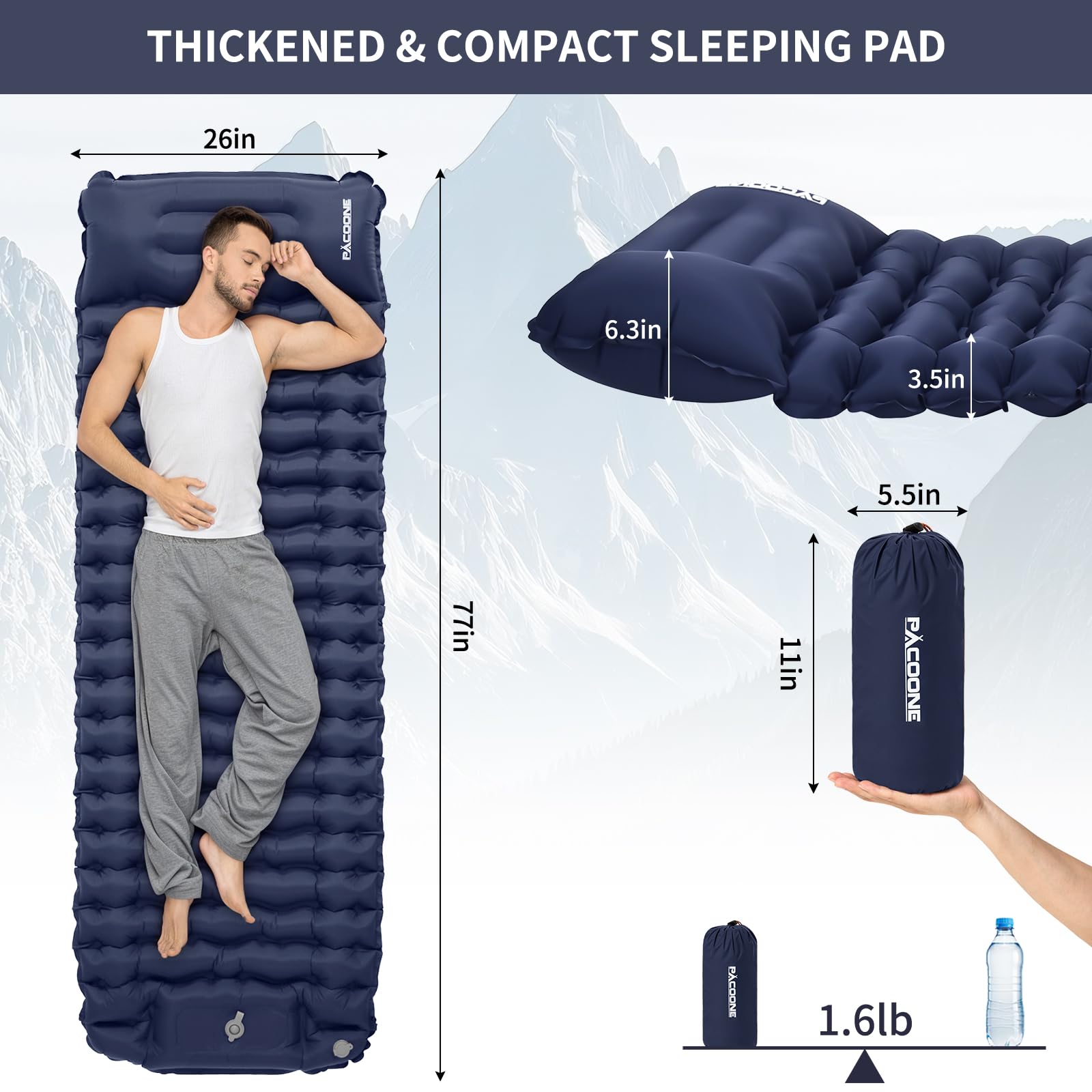 PACOONE connectable double pad allows a larger sleeping surface for couples outdoors