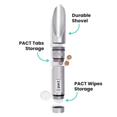 PACT Ultra Lite Bathroom Kit handle storage shows compact, travel-ready design.