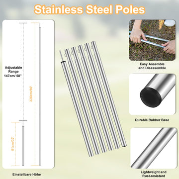 PAHTTO height-adjustable poles show flexible shelter height options