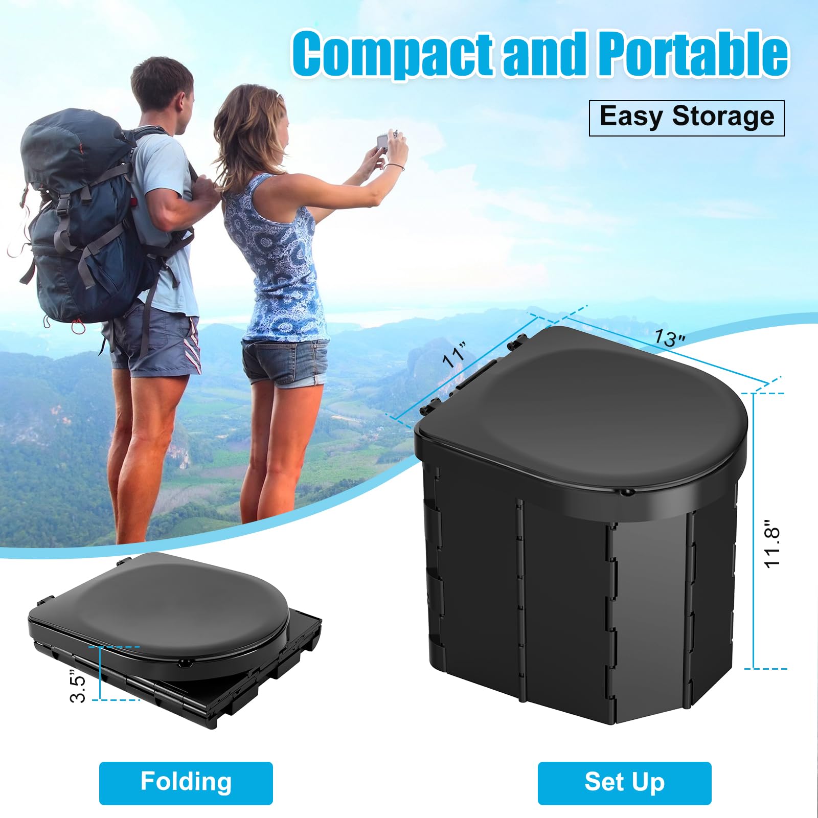 PAHTTO folding toilet back view shows sturdy ABS frame supporting up to 400 lbs