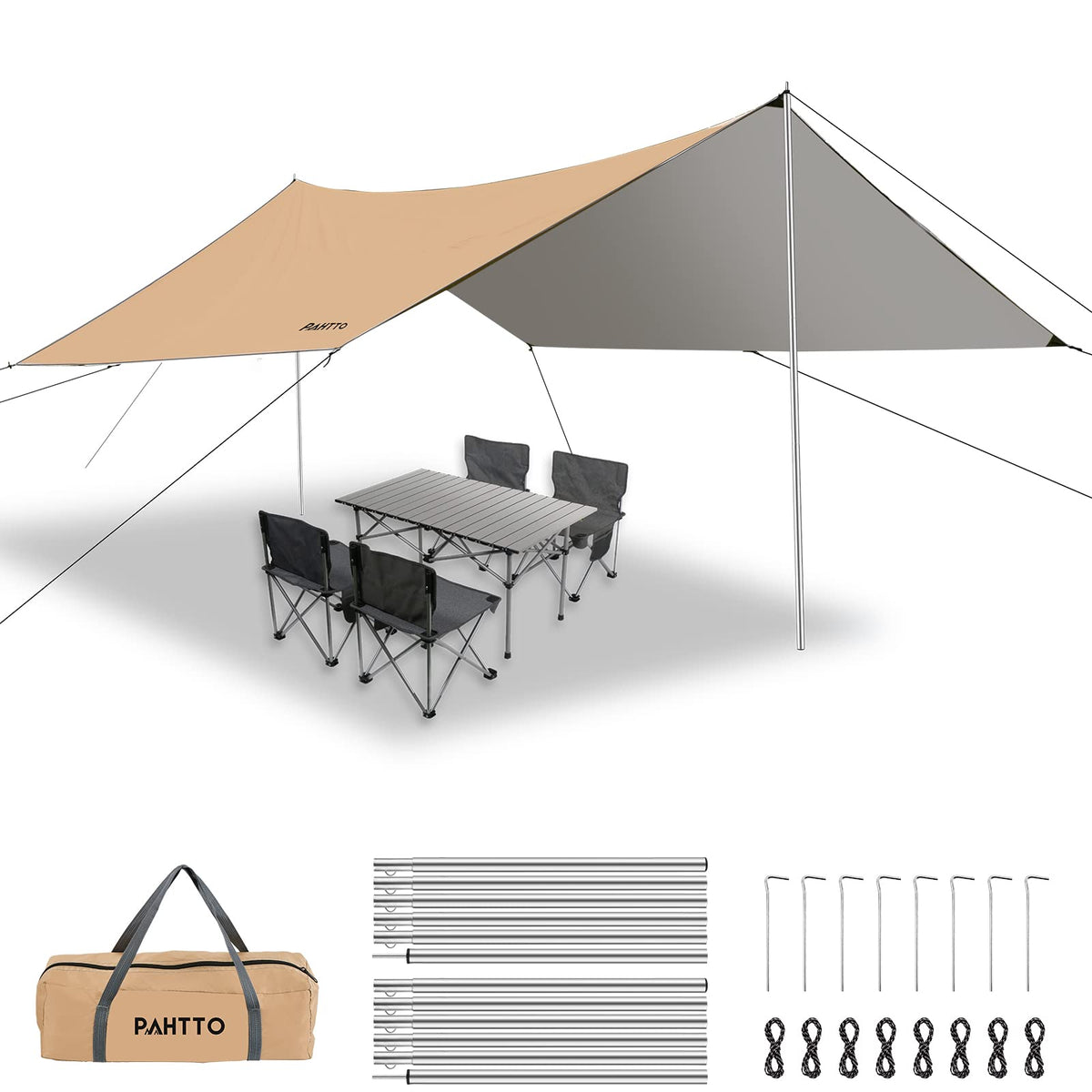PAHTTO hammock rain fly 12x10ft assembly demonstrates easy shelter setup for camping