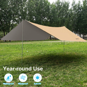 PAHTTO rain fly inner silver UV layer provides sun protection and cooler shade