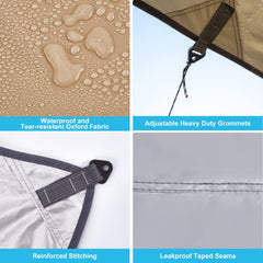 PAHTTO rain fly with 3000mm waterproof rating protects during rain and wind