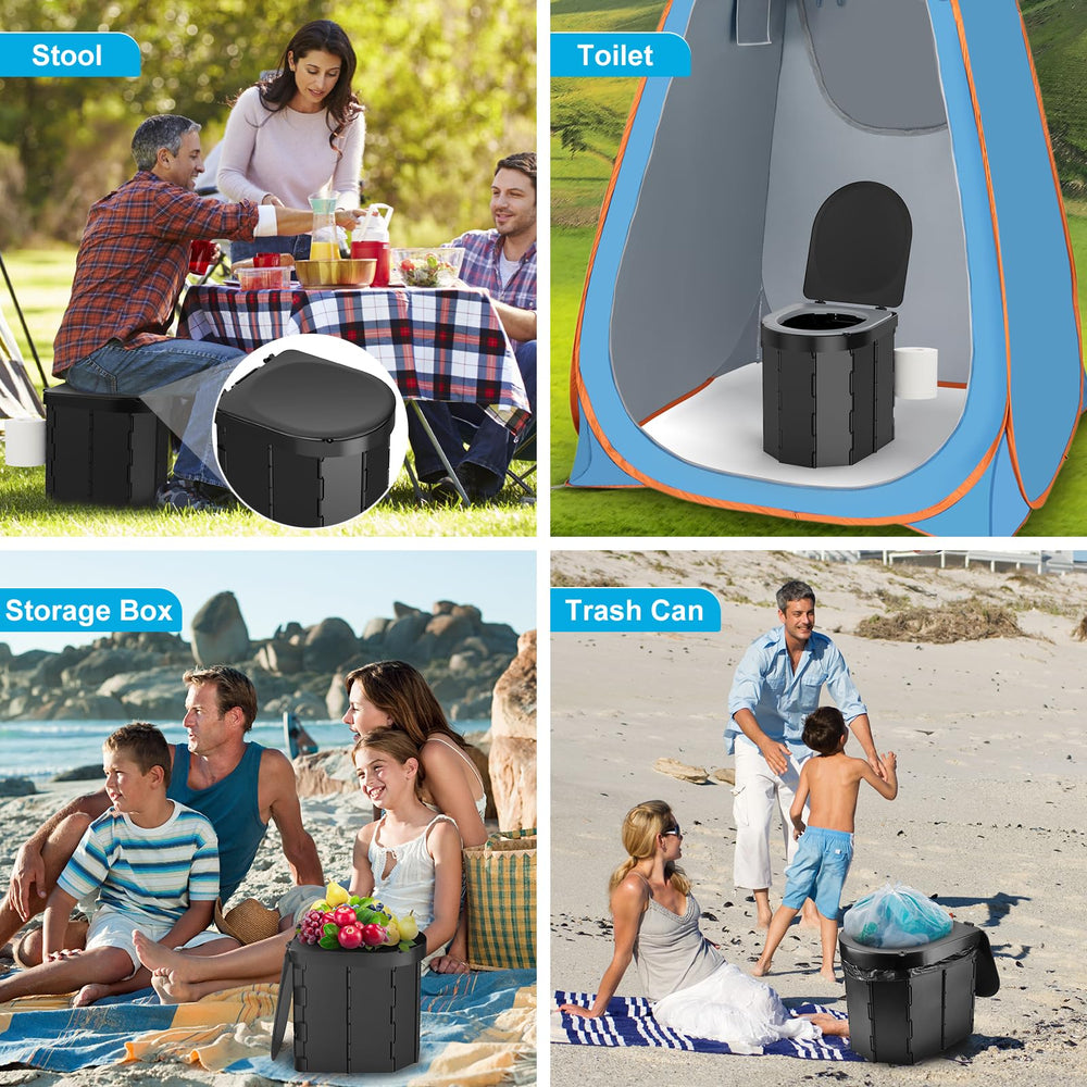 PAHTTO multi-use lid supports as stool or trash bin in outdoor settings
