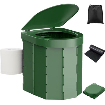 PAHTTO portable camping toilet folded for compact storage and transport.