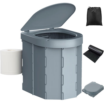 PAHTTO portable camping toilet folded for easy transport on outdoor trips.