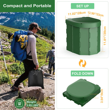 PAHTTO portable camping toilet open lid showing comfortable seating.