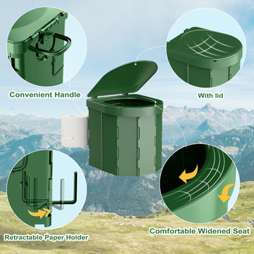 PAHTTO portable camping toilet with retractable paper holder for quick access.