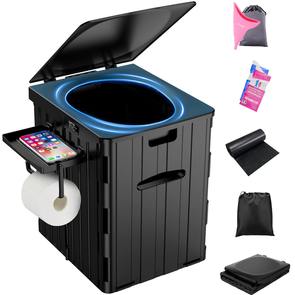 PAHTTO XL portable toilet front view shows sturdy ABS housing for rugged outdoor use