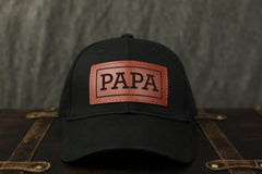 PAHVRION leather patch detail highlighting premium craftsmanship and vintage trucker aesthetic