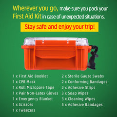 Pak first aid kit car road trip essentials for safety on the go.