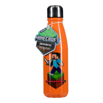 Paladone Minecraft water bottle shown during travel use.