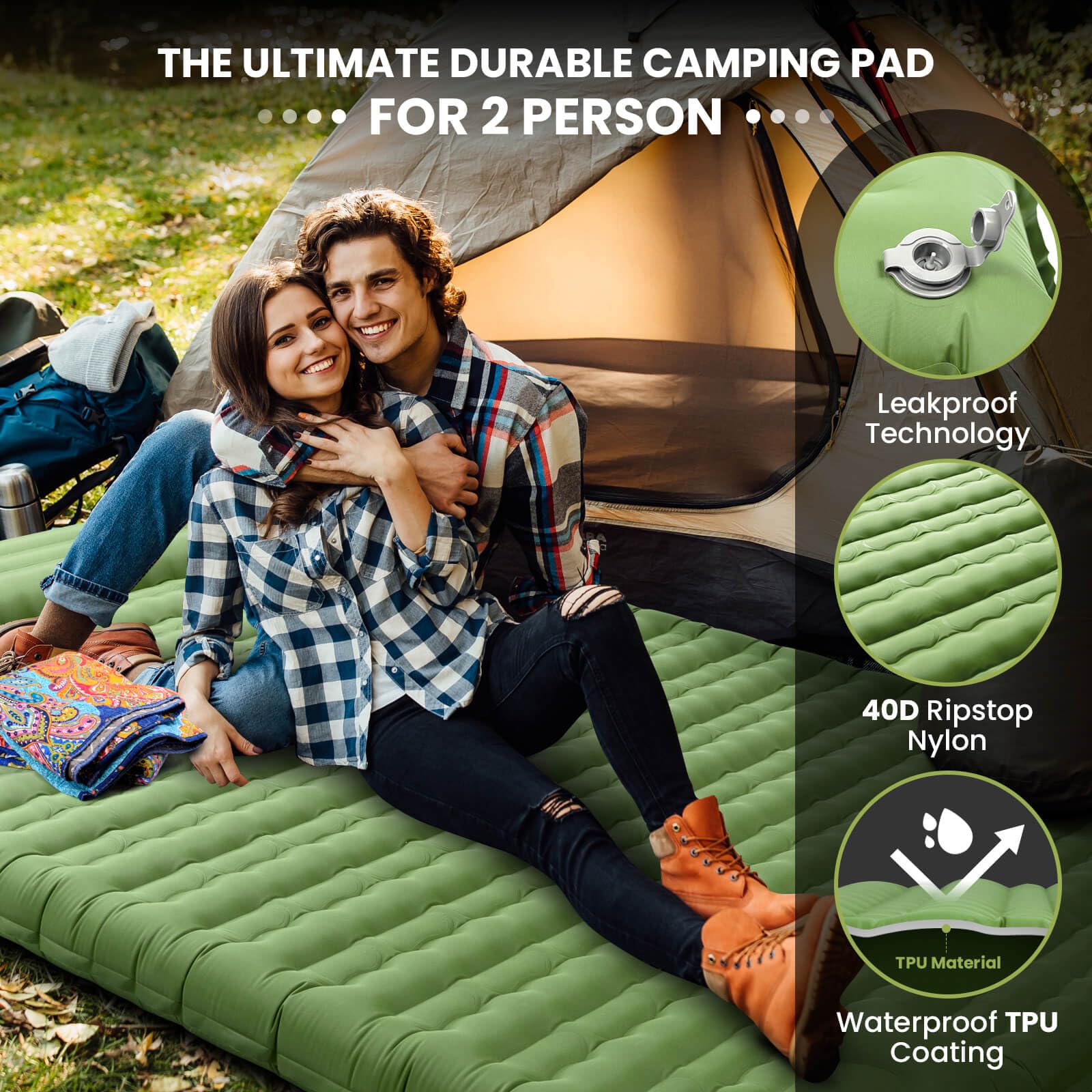 Pallfi camping mattress made from 40D nylon and TPU, puncture-proof and waterproof
