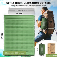 Pallfi double sleeping pad with built-in foot pump for quick setup